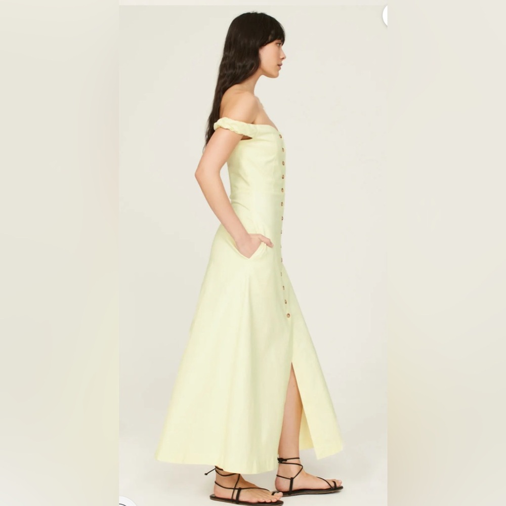 NWT Favorite Daughter Lovesick Midi Dress Butter Yellow Classy Womens 10 - Picture 5 of 6
